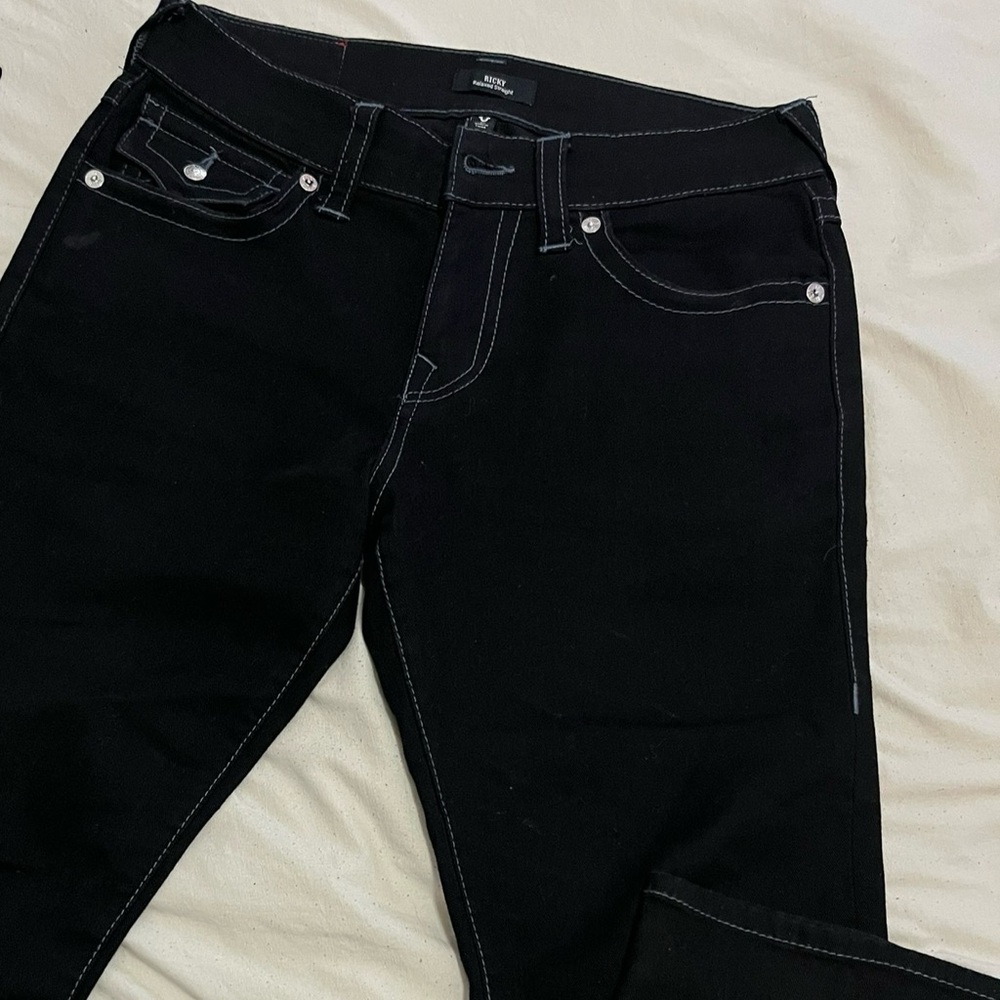 True Religion Men's Black Straight Leg Jeans